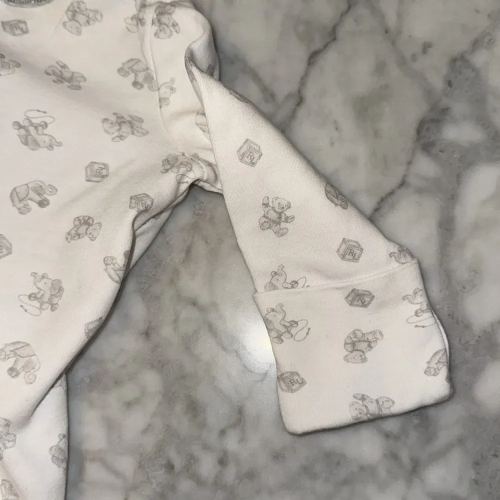 RALPH LAUREN POLO CLASSIC BEAR White & Gray Footie 3M